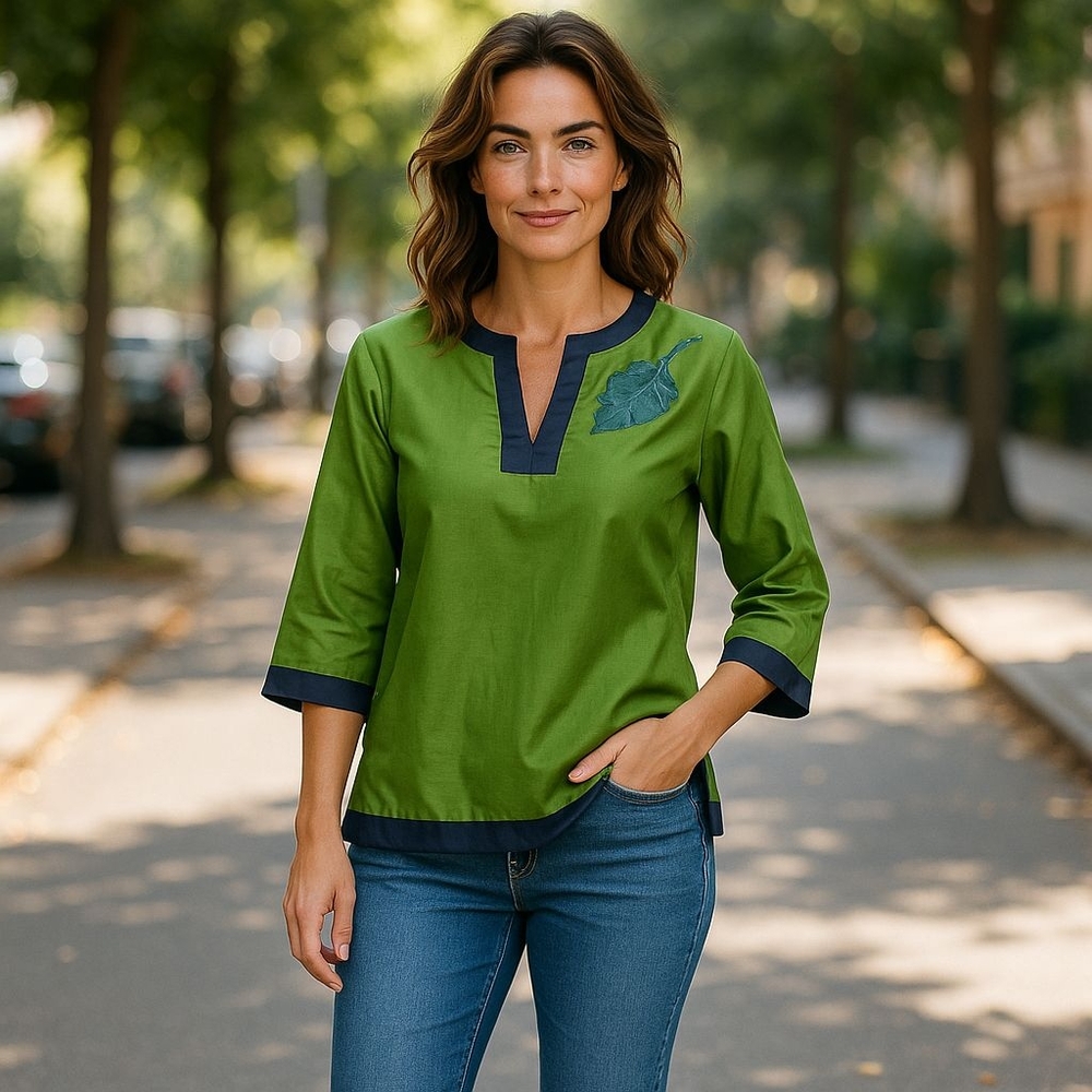 Lilly Pulitzer Green Tunic with Navy Accents